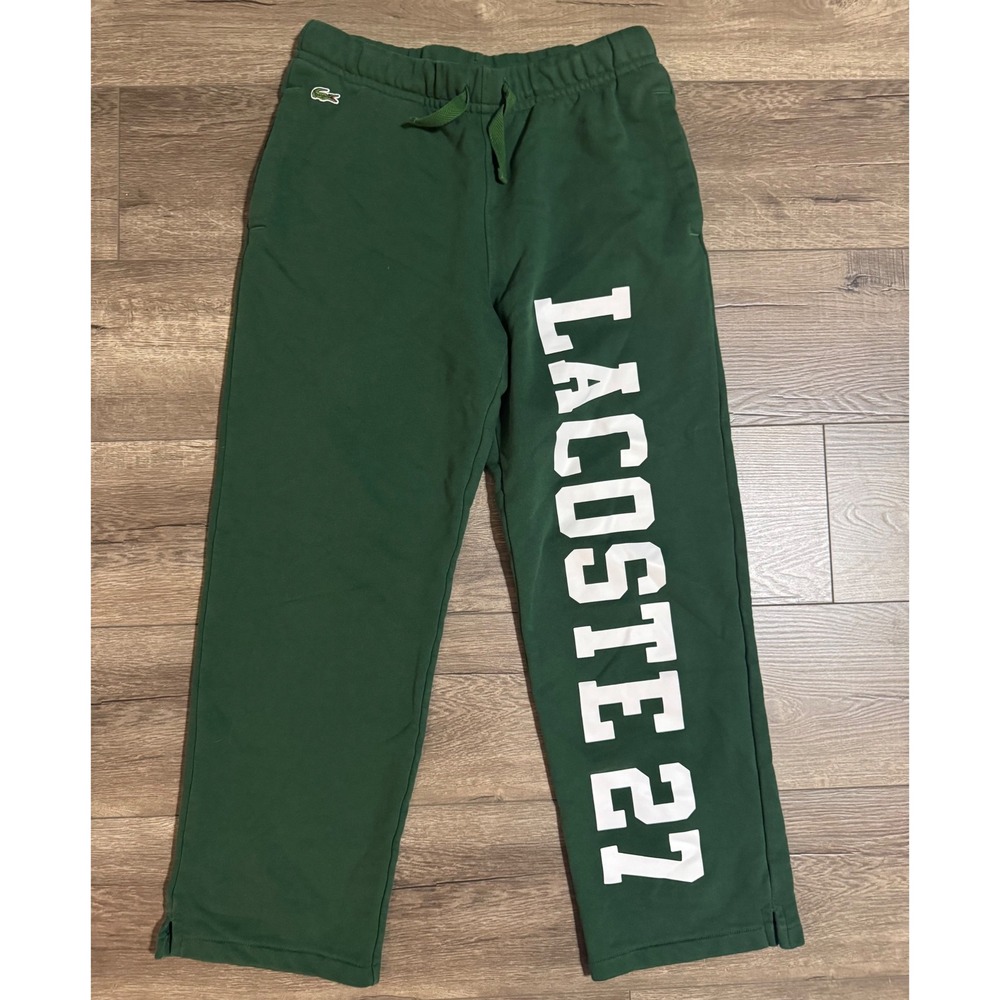 Lacoste‎ Mens 27 Print Green Logo Sweatpants Size Medium